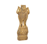 Brass Ashoka Stambh wall hanging shown from the side with lion figure