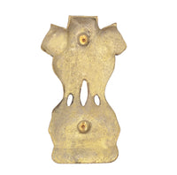 Back of brass Ashoka Stambh wall hanging with two mounting holes