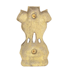 Back of brass Ashoka Stambh wall hanging with two mounting holes