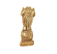 Brass Ashoka stambh wall hanging side profile with lion head details