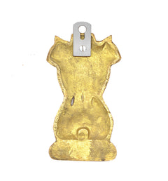 Brass Ashoka stambh wall hanging back with mounting hole and textured surface