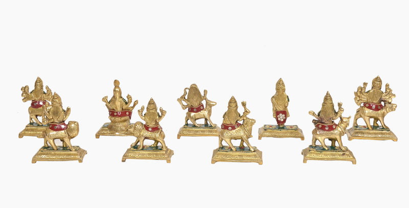 Brass Navdurga Idol (Height: 4.5 Inch)