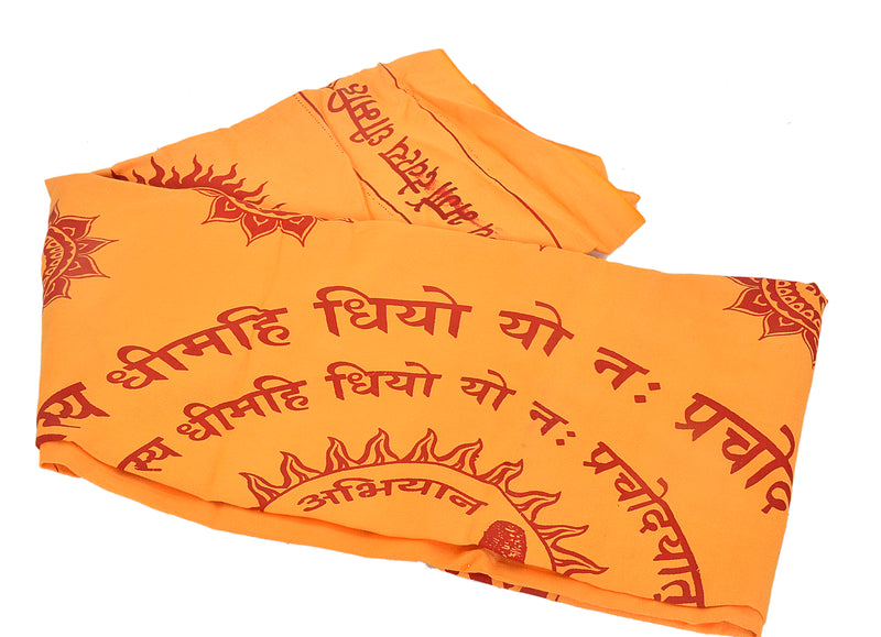 Authentic Yellow & Red Gayatri Mantra Japa Shawl | Spiritual Prayer Cloth