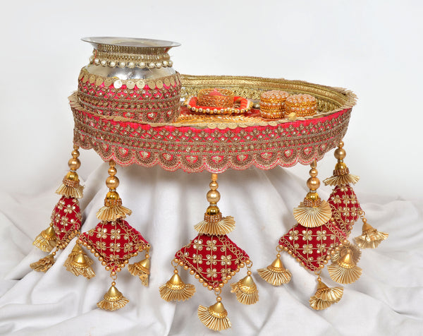 Handcrafted Pooja Thali Plate for Wedding Ceremony, Diwali & Bhai Dooj Entryway Setting