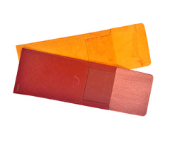 Yellow handmade paper shagun envelopes with ambi motifs and folded flaps