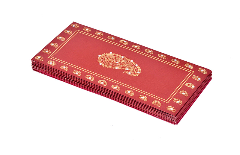 Handmade Paper Shagun Envelopes with Ambi Design (Red)