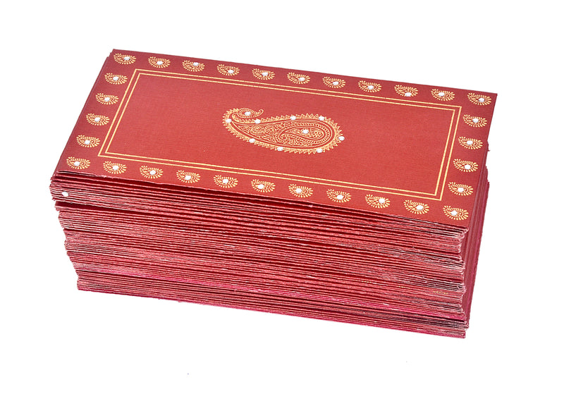 Handmade Paper Shagun Envelopes with Ambi Design (Red)