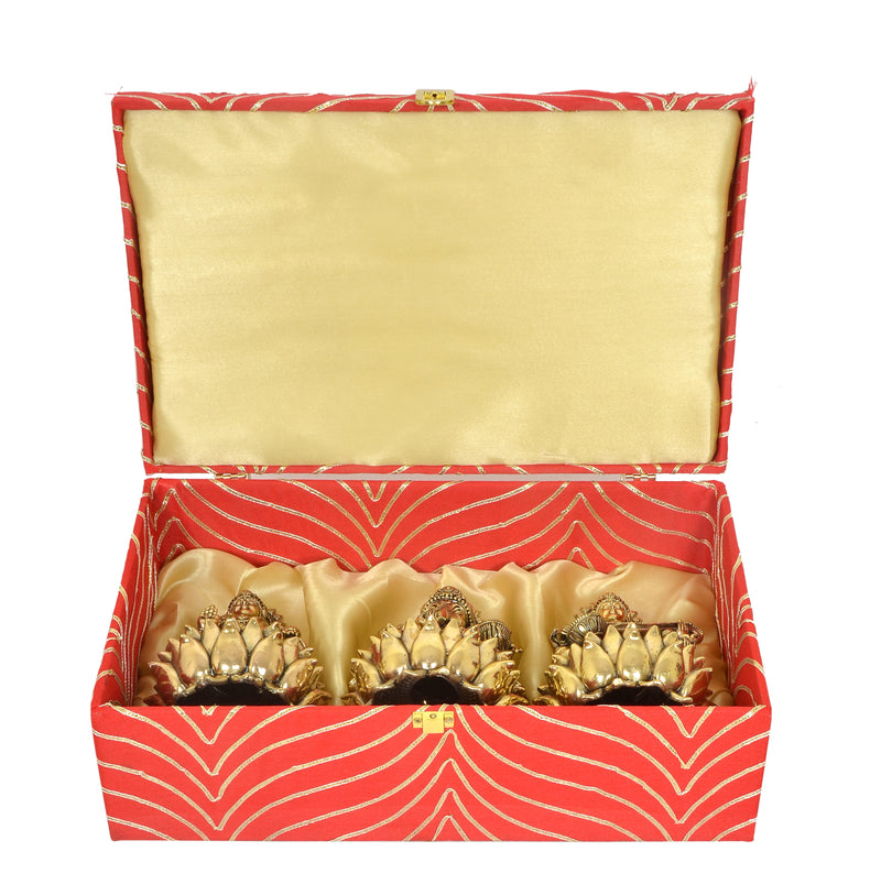 Superfine Brass Lakshmi Ganesh Saraswati with Box Diwali Puja (Height: 6 inches)