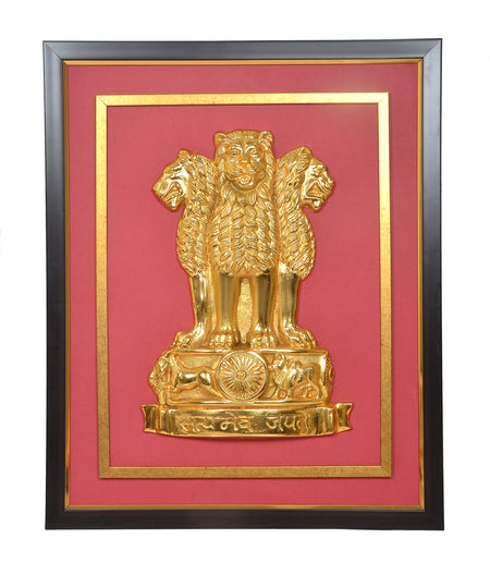 Emblem Ashoka Stambh Frame Showpiece for Home & Office Decor (Height: 27 inches)