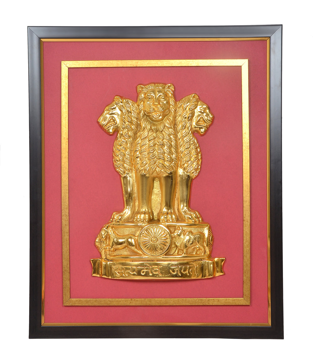 Emblem Ashoka Stambh Frame Showpiece for Home & Office Decor (Height: 27 inches)