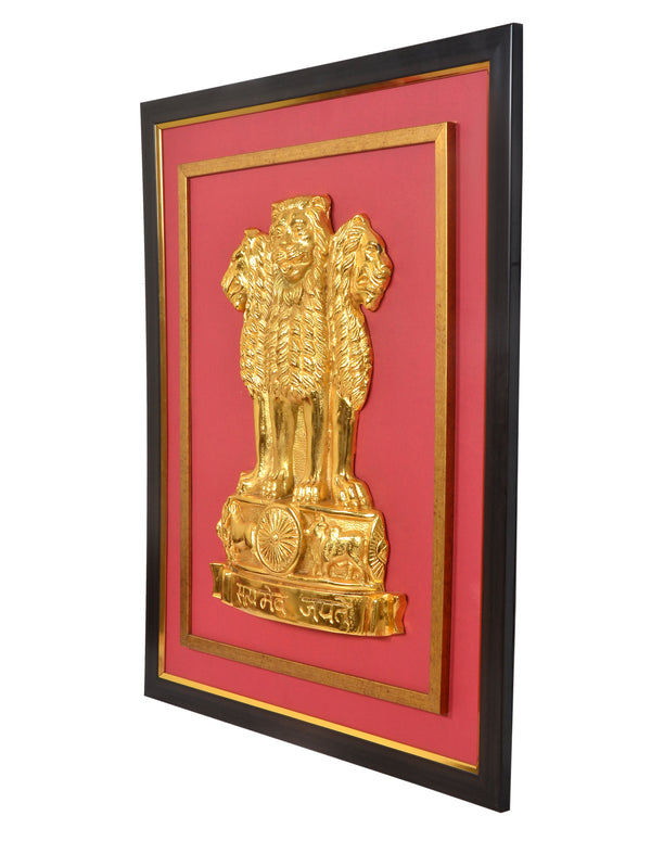 Emblem Ashoka Stambh Frame Showpiece for Home & Office Decor (Height: 27 inches) Study Setting