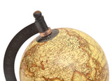 Beige world globe close-up on black ring with dial markings and mounted top knob