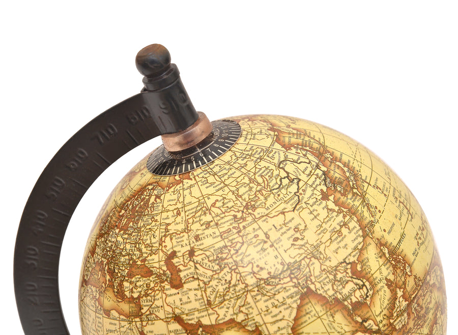 8-Inch World Globe (Beige) for Desk & Classroom – Educational Rotating Globe for Kids, Students, & Professionals – Free Magnifying Glass Included Craft Detail