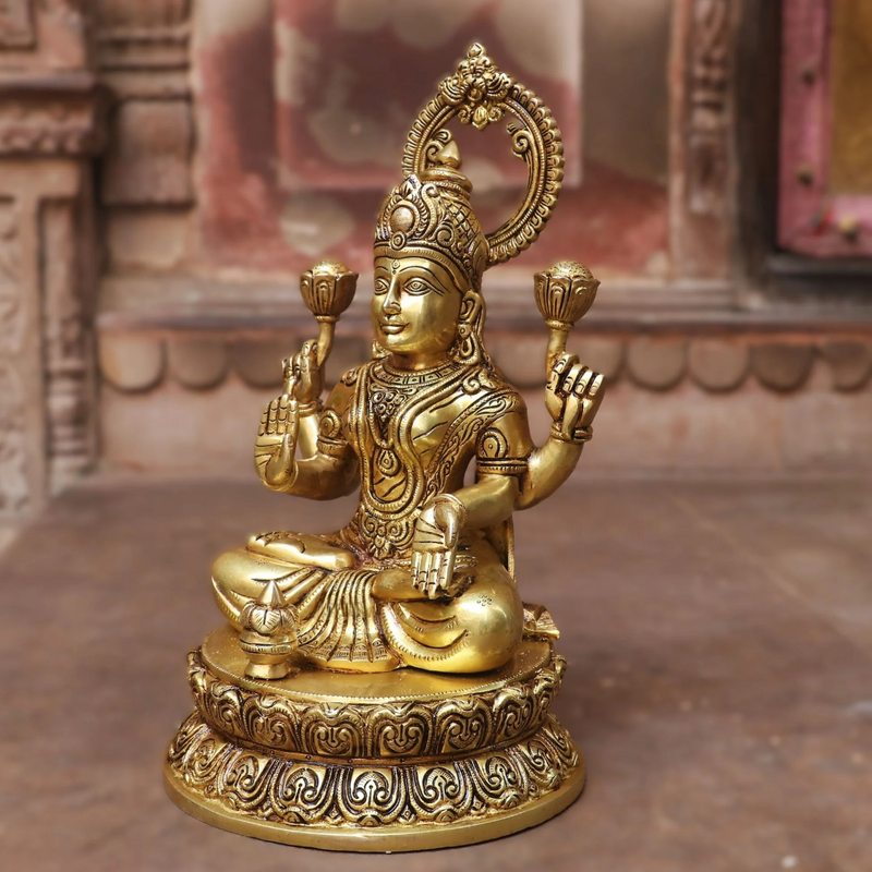 Maa Lakshmi Superfine Brass Idol (Height : 15 inches)