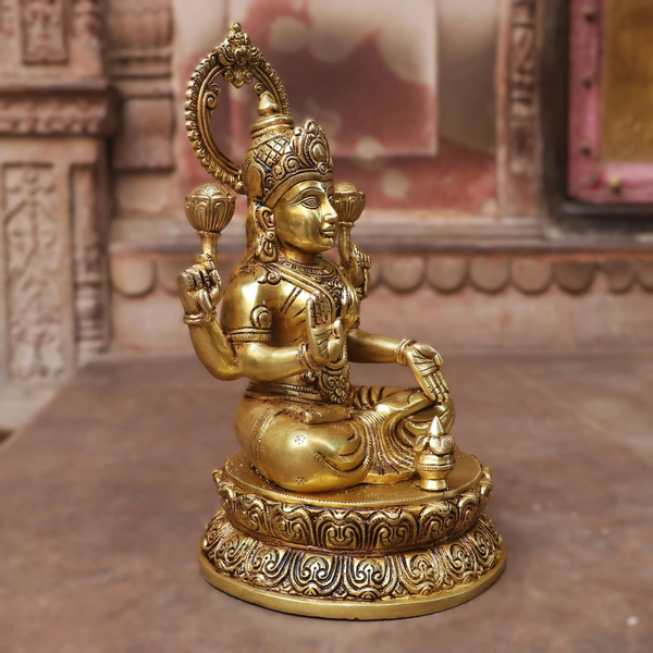 Maa Lakshmi Superfine Brass Idol (Height : 15 inches) Study Setting
