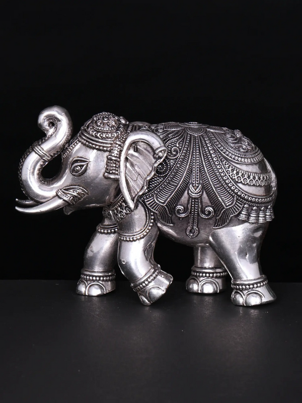 Superfine Brass Elephant Figurine Best gifts (Silver) Mandir Setting