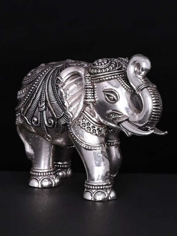 Superfine Brass Elephant Figurine Best gifts (Silver) Study Setting