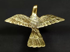 Brass eagle wall decor figurine upright silhouette, talon base and wing span