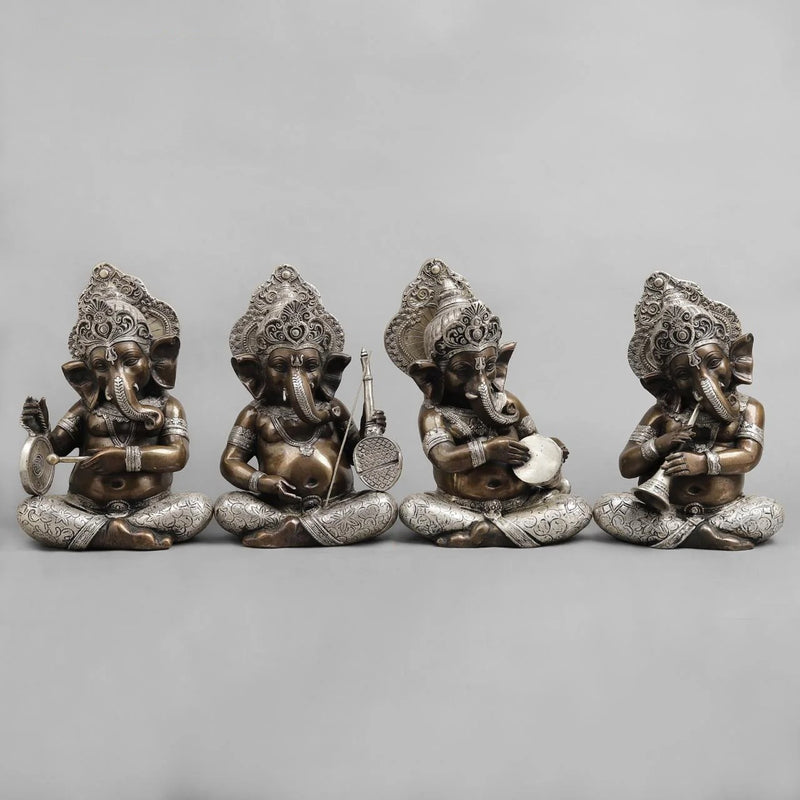 AONA Brass Musician Ganesh Idol