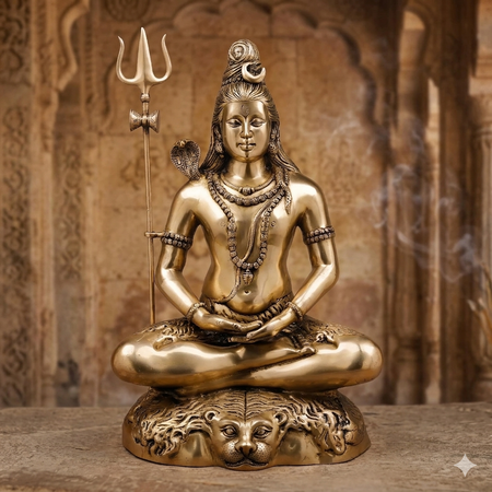 Handcrafted Brass Lord Shiva in Seated Meditation with Premium Smooth Finish (Height:24 Inches)
