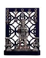 Superfine brass Hanuman Ji standing idol with hanging bells and annam diyas, 12 inch