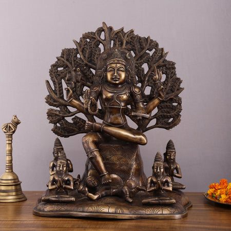 Pure Brass Dakshinamurthy Statue, Large 18-Inch