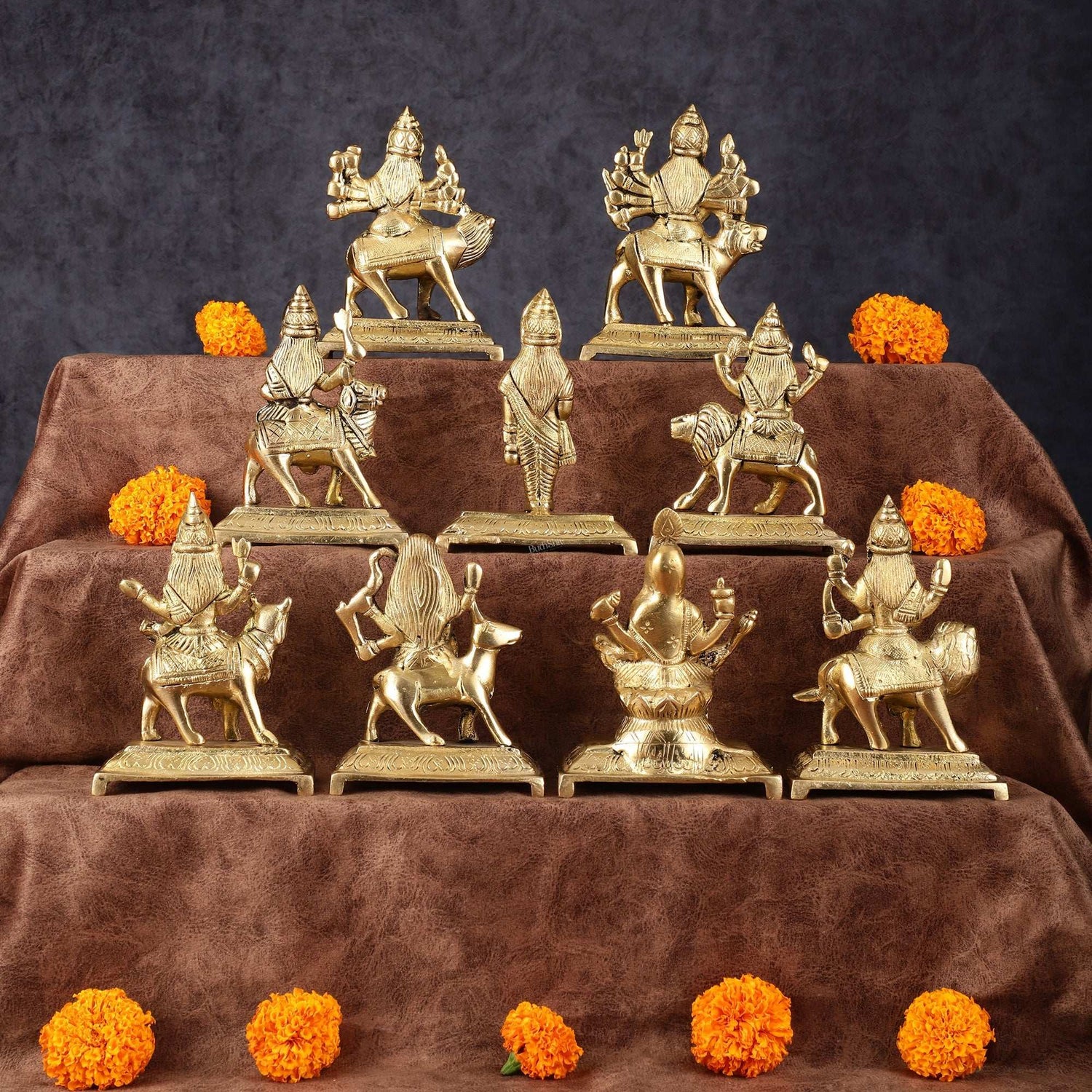 Brass Superfine Navdurga Idols (Height: 5 Inch)