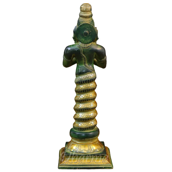 Brass Patanjali Statue-Green Patina and Golden Finish (Height : 17.5 Inches) Study Setting