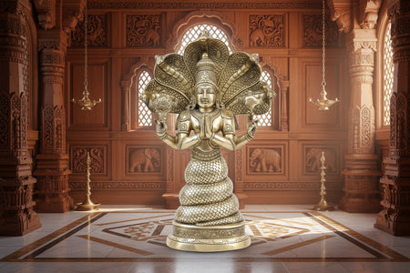 Brass Patanjali Statue- Golden Finish (Height : 15.5 Inches)