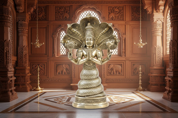 Brass Patanjali Statue- Golden Finish (Height : 15.5 Inches)