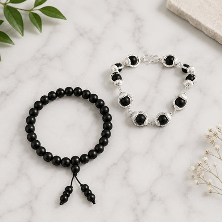 Karungali Bracelet Duo – Silver Cap & Classic Edition