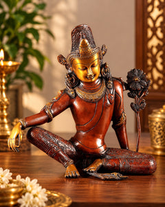 Premium Brass Tibetan Chenrezig (Avalokiteshvara) Bodhisattva Statue (Height: 10.8 Inches)