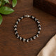 Karungali Beads Bracelet with Floral Silver Accents