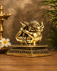 Miniature Pure Brass Baby Ganesha in Meditation Yoga Pose with Base (Height: 4 Inches)