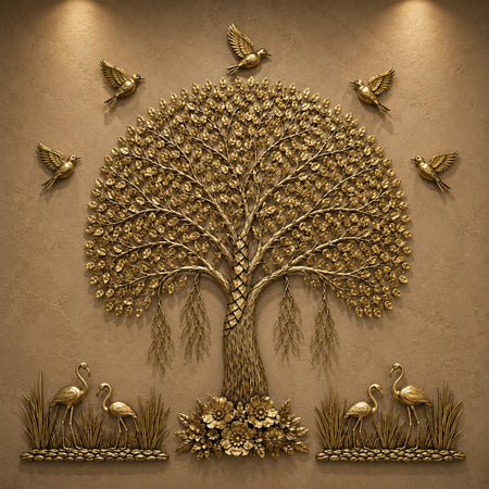 Handcrafted Brass Kalpavriksha Tree | Symbol of Wishes & Prosperity (Height: 48 Inches)