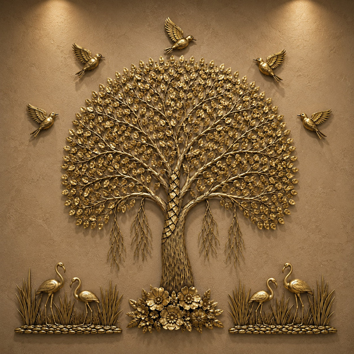 Handcrafted Brass Kalpavriksha Tree | Symbol of Wishes & Prosperity (Height: 48 Inches)
