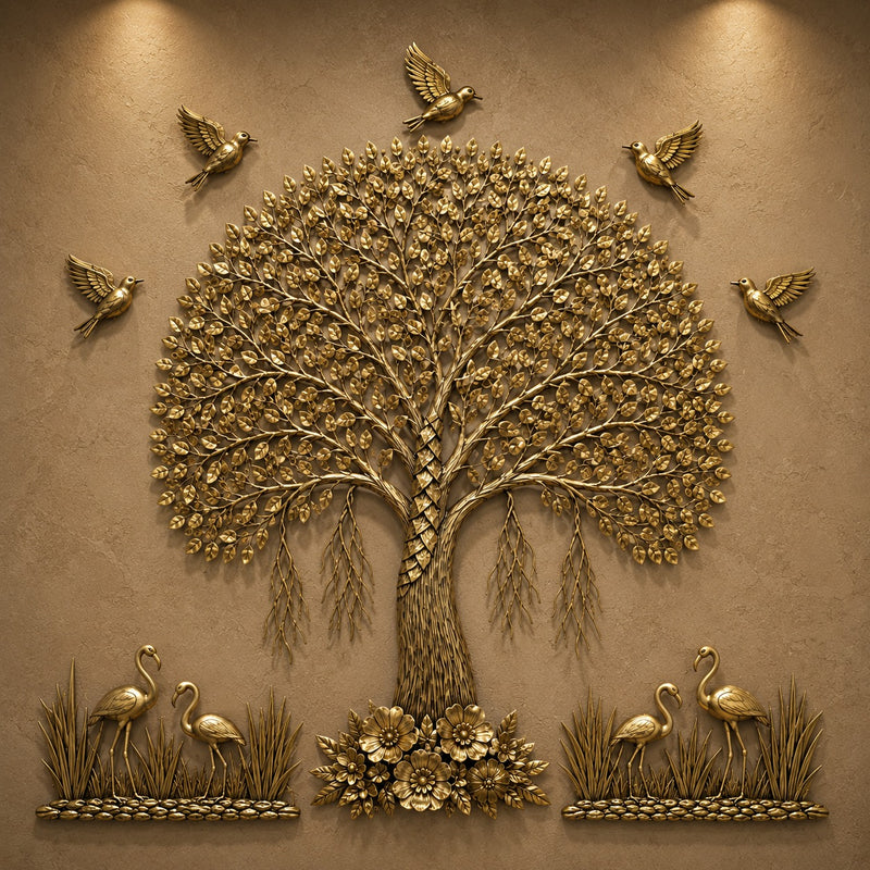 Handcrafted Brass Kalpavriksha Tree | Symbol of Wishes & Prosperity (Height: 48 Inches)