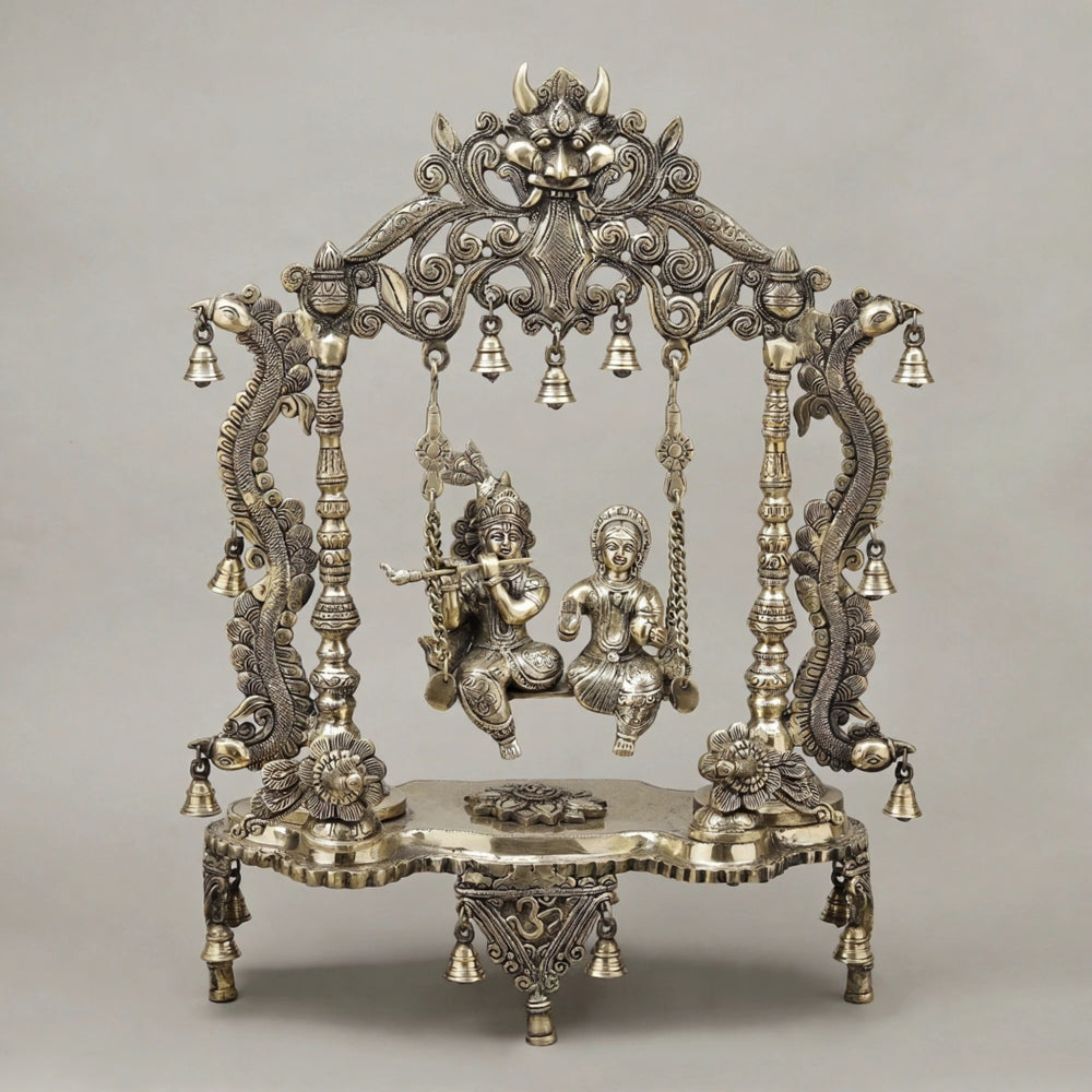 Brass Radha & Krishna Jhula (Height 26.5 Inch)