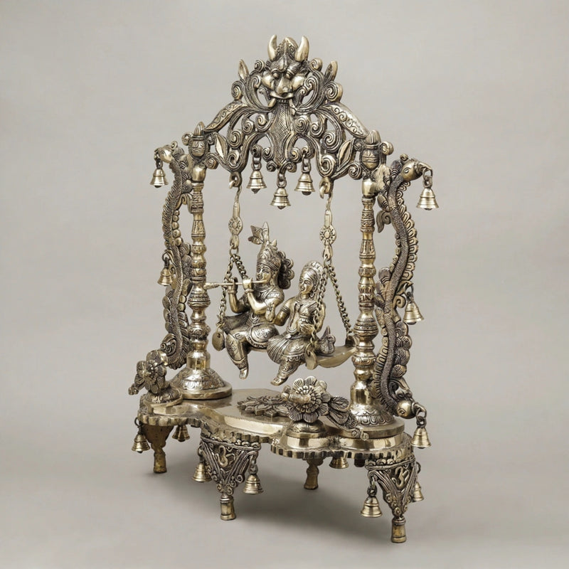 Brass Radha & Krishna Jhula (Height 26.5 Inch)