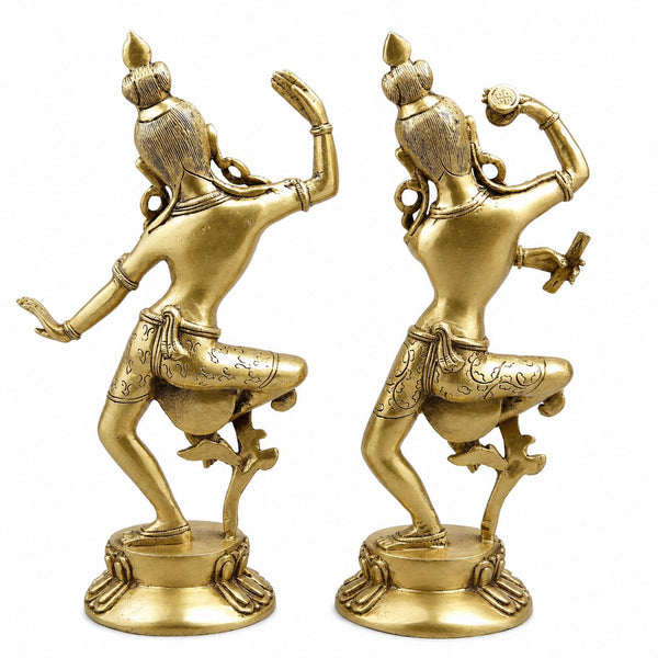 Brass Shiva Parvati Dance Form Idol with Smooth Golden Finish (Height:16.5 Inches) Study Setting