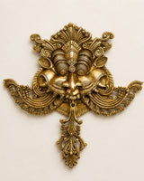 Brass Superfine Large Yali Kirtimukha Wall Hanging – Golden Tone Nazarbattu for Home Décor  (Height: 18 Inches)