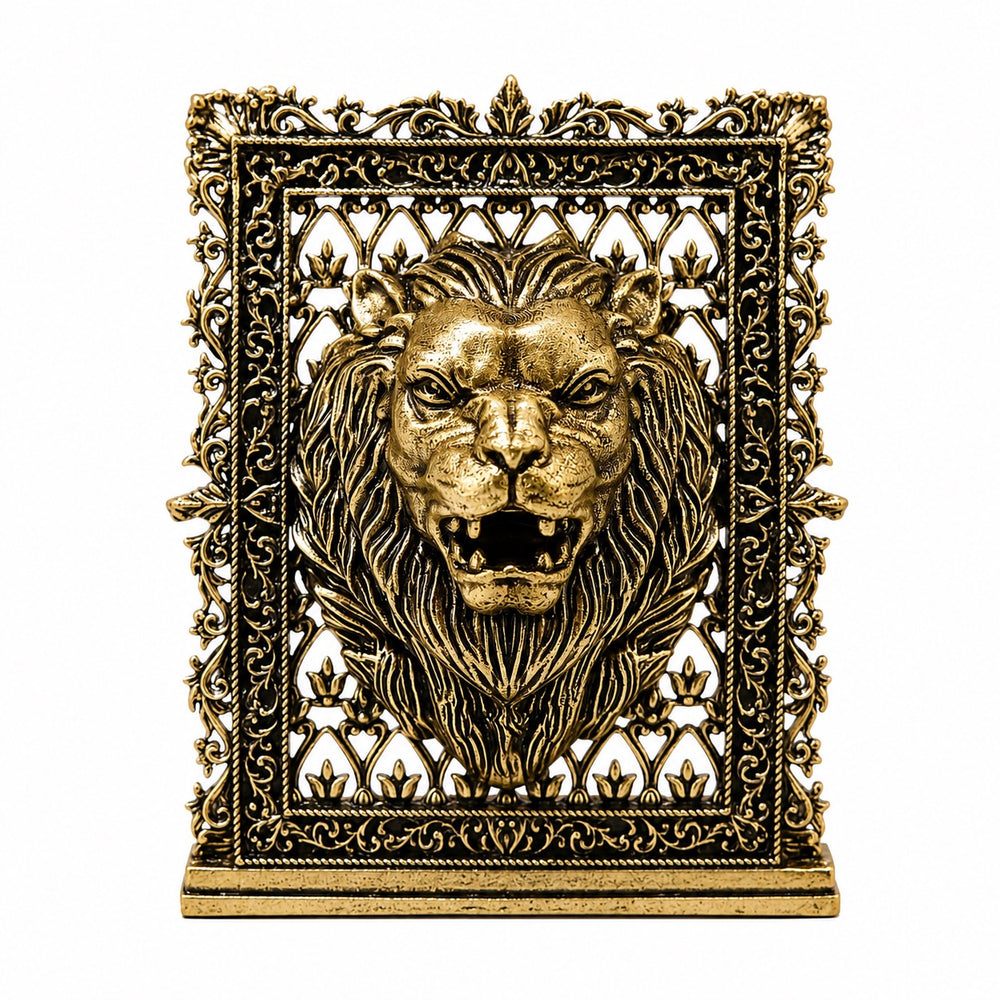 Superfine Brass Lion Face Panel – Suitable for Car Dashboard with Fine Detailing (Height:3 Inches)