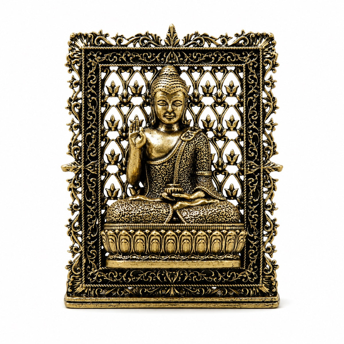 Superfine Brass Buddha Panel – Suitable for Car Dashboard with Fine Detailing (Height:3 Inches)