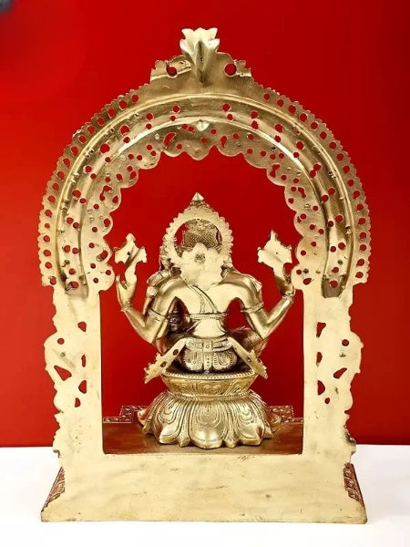 Brass Lord Narasimha Statue (Height: 18 Inches) Study Setting