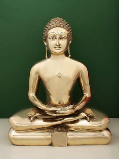 Superfine brass Jain Bhagwan idol, serene face, seated posture, hands in dhyana
