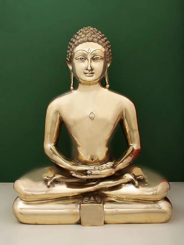 Superfine Brass Shri Mahavir Swami Jain Bhagwan (Height: 51 cm) Entryway Setting