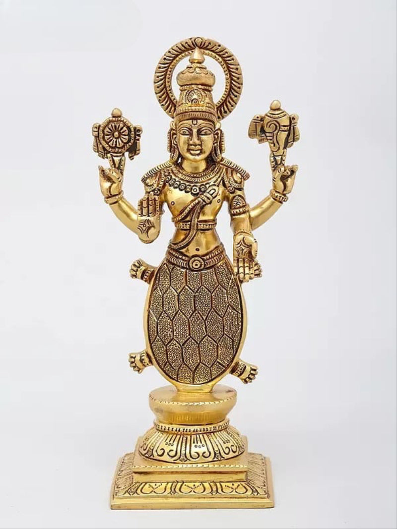 Brass Dashavatara of Lord Vishnu Sculpture | Set of Ten (Height 12 Inches)