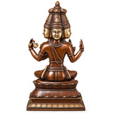Brass Lord Brahma Ji Seated Idol, 4 Heads & 4 Arms, Antique Copper & Gold Finish, Hindu Deity Statue for Puja, Temple & Home Décor (Height: 16 Inches)