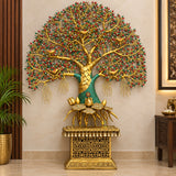 Handcrafted Brass Kalpvriksha Tree | Symbol of Wealth & Prosperity | Elegant Home & Office Décor (Height: 49 Inches)