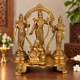 Brass Ram Darbar Statue – Lord Rama, Sita, Lakshmana & Hanuman | Traditional Hindu Deity Sculpture for Home Temple & Pooja Décor (Height: 7.5 Inches)
